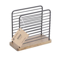 SERVIETTENHALTER Modern Kitchen Schwarz Naturfarbe 14/6/12 cm Holz - Schwarz/Naturfarben, Holz/Metall (6/14cm) - Mondex