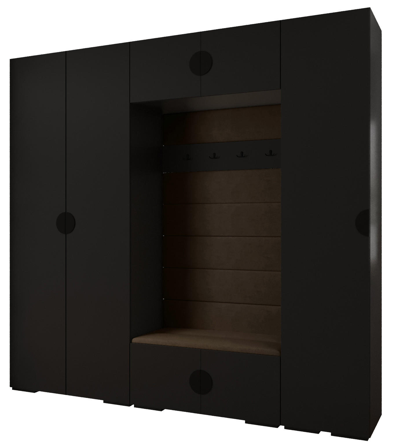 Abiks Möbel Garderoben-Set Schwarz, Braun, Schwarz 250x236.7x47 cm