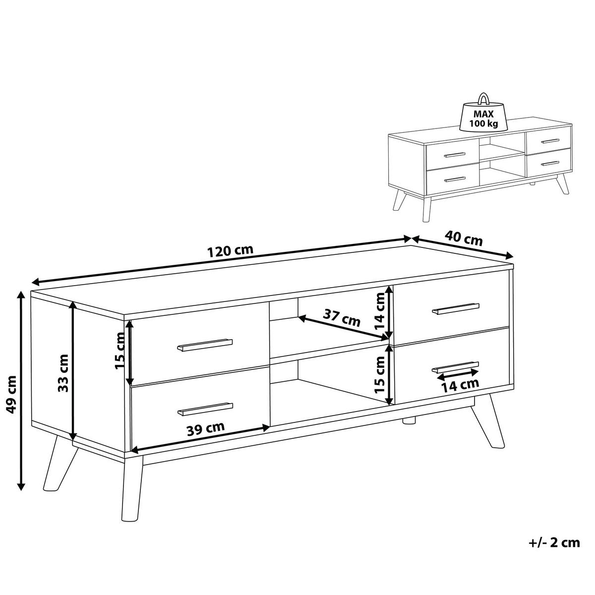 TV-MÖBEL Hellbraun, Weiß FLORIDA 40/120/49 cm - Hellbraun, Holzwerkstoff (120/49/40cm) - Beliani
