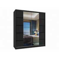 SCHWEBETÜRENSCHRANK Verona ME, Schwarz Matt, 133 cm, mit Spiegel & Schubladen - Schwarz, Holz (133/216/60cm) - B BELINI GROUP