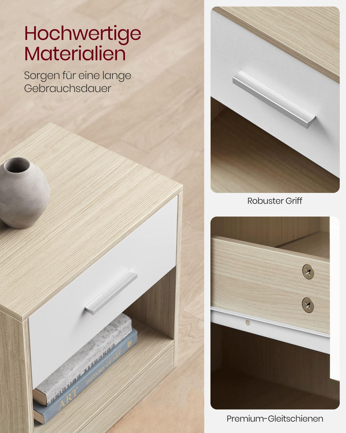 NACHTTISCH PANAMA CITY 2ER-SET - Eukalyptusholzfarben, Holzwerkstoff (39/41/28cm) - Hansiro