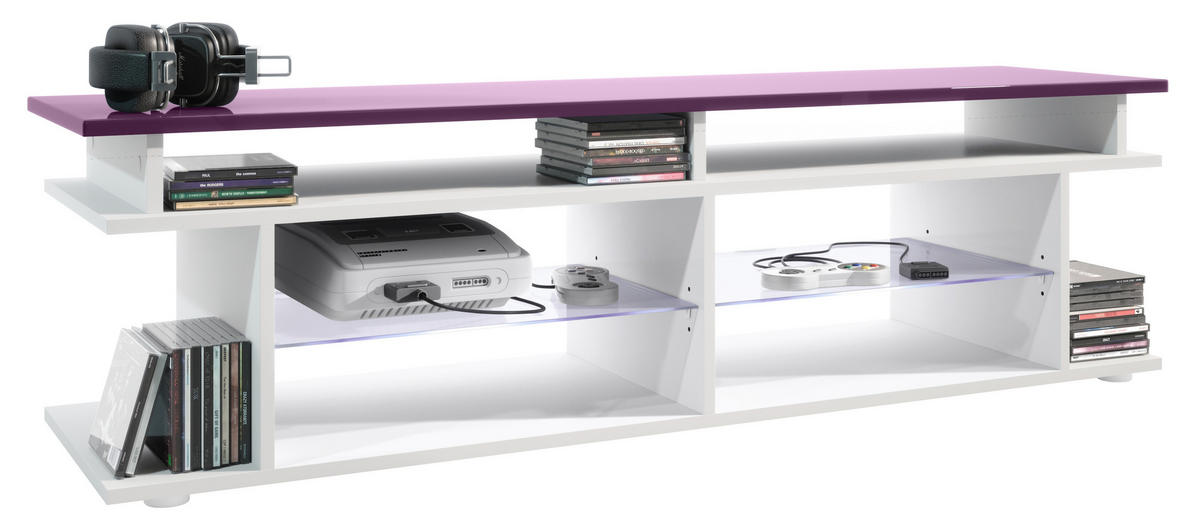LOWBOARD Movie Platte des TV-Aufsatzes in Brombeer Hochglanz - Brombeere, Holzwerkstoff (138.5/39/37.5cm) - Vladon