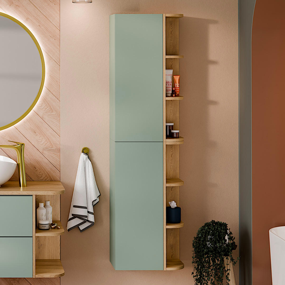 SKŘÍŇORIA Zelená - zelená barva, kompozitní dřevo (45/80/26.6cm) - Petits-meubles