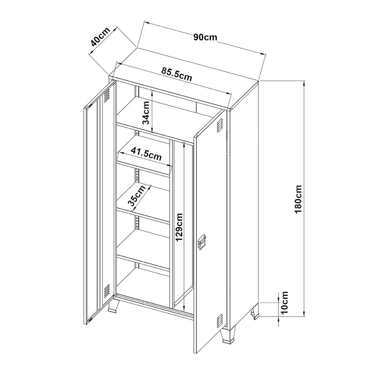 KLEIDERSCHRANK Hankasalmi - Schwarz, Metall (90/180/40cm) - [en.casa]