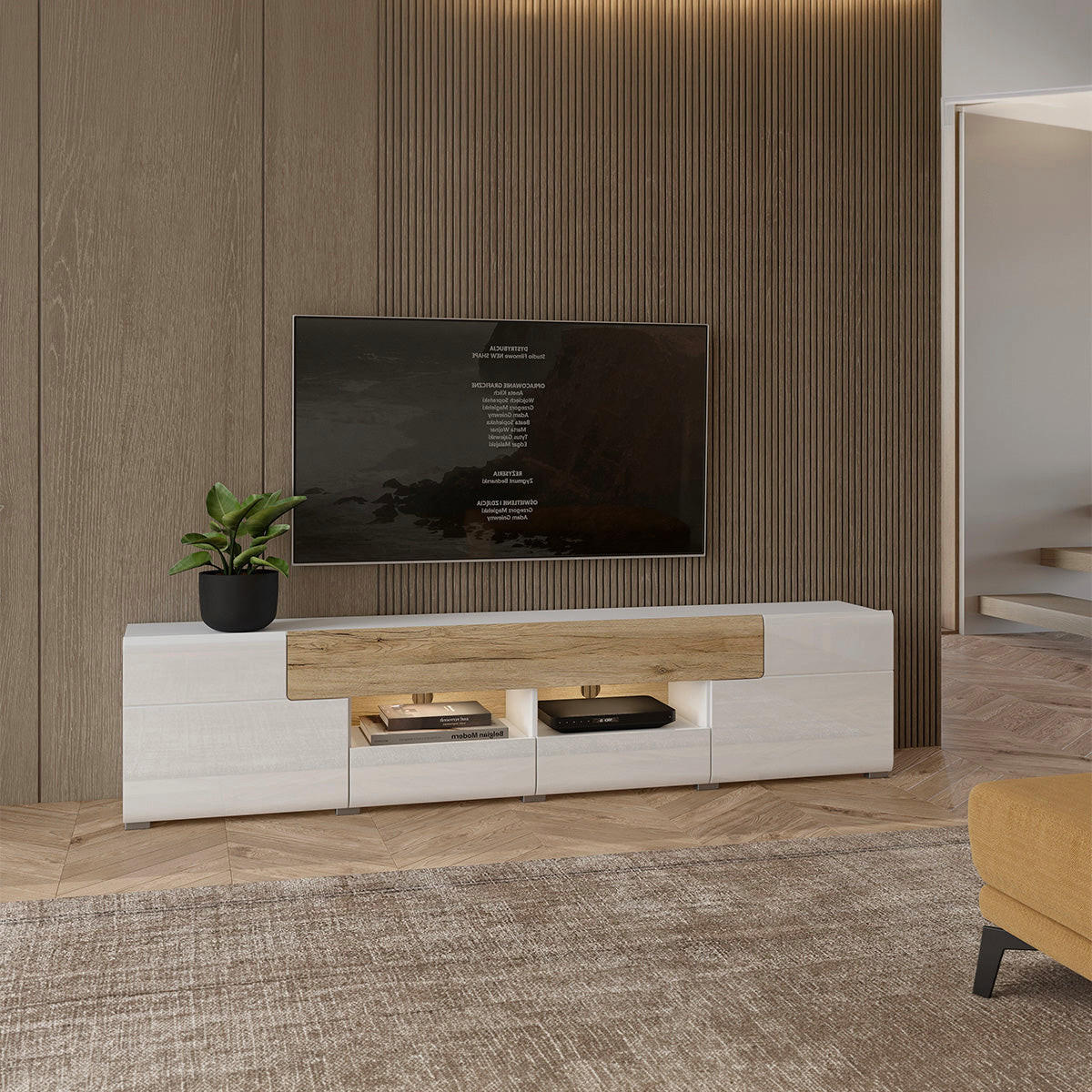 TV-MÖBEL Jules Weiß und Holz - Eichefarben/Weiß, Holzwerkstoff (208/47/39cm) - Petits-meubles