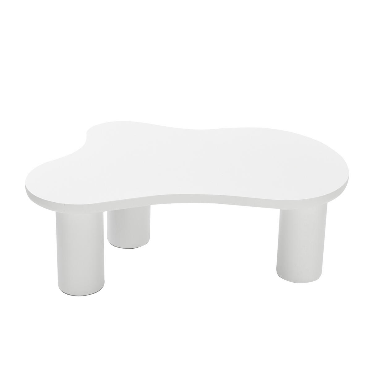 COUCHTISCH aus MDF und PVC 107x66x40,5 cm in Weiß mit Filzunterlagen - Weiß, Holzwerkstoff (107/66/40.5cm) - Modfu