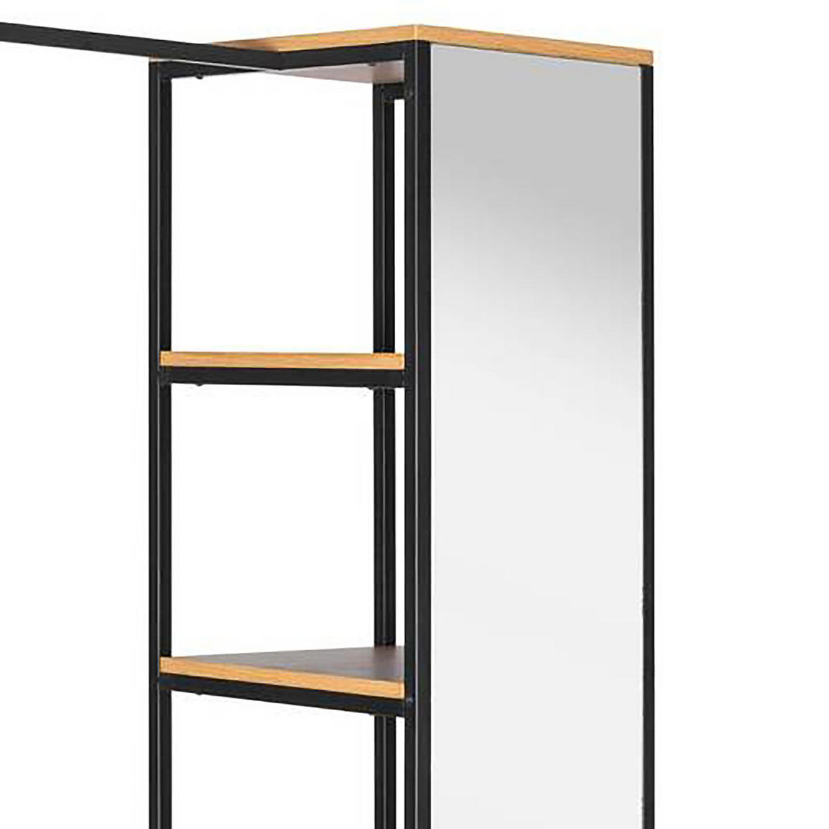 GARDEROBE mit Spiegel - Eiche Dekor / Schwarz - Eichefarben/Schwarz, Holzwerkstoff/Metall (110/177/40cm) - home24