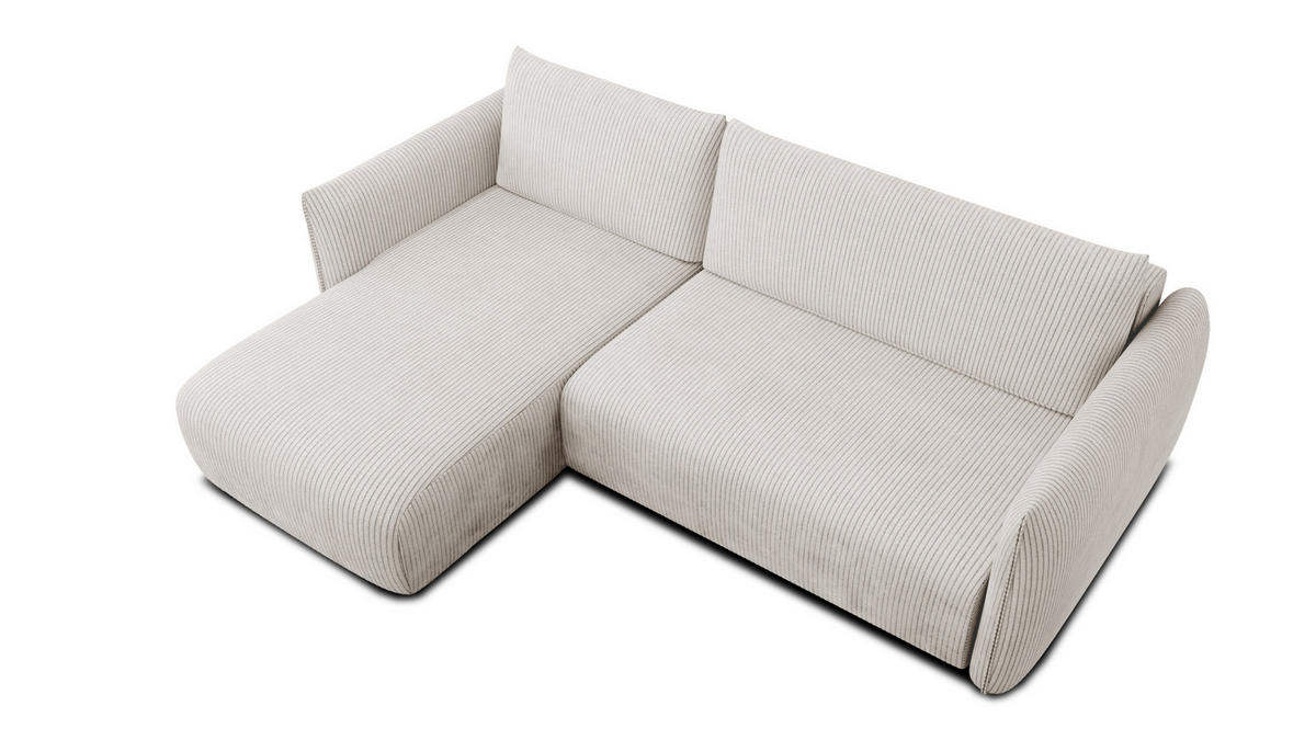 ECKSOFA TAUER 3-Sitzer rechts, perlweiß - Schwarz/Weiß, Holz/Textil (248/173cm) - Courtois Laville