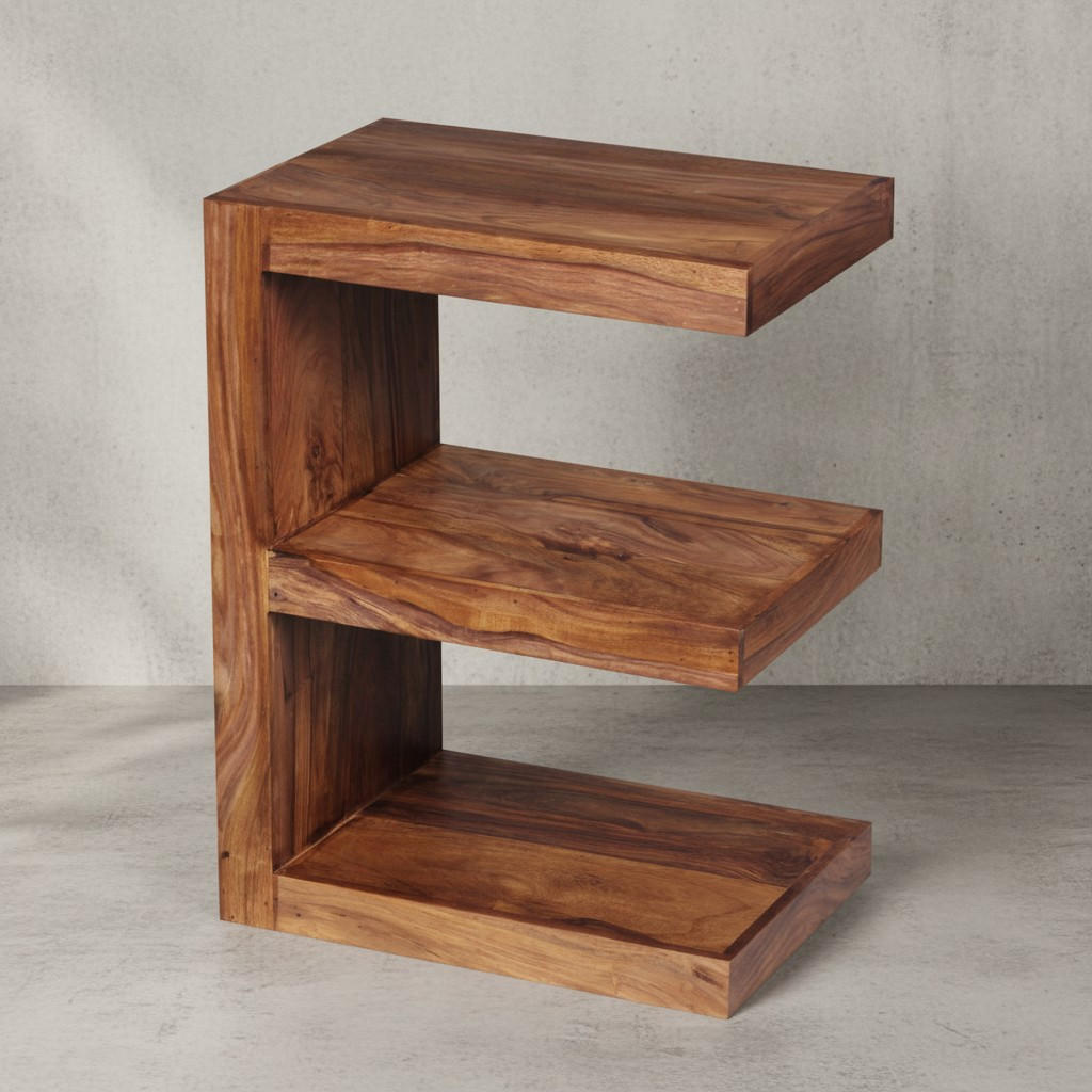 BEISTELLTISCH Massivholz E-Konstruktion Cubeform Handgefertigt NAKO, Braun 45x30x60 cm - Braun, Holz (30/45/60cm) - KADIMA DESIGN