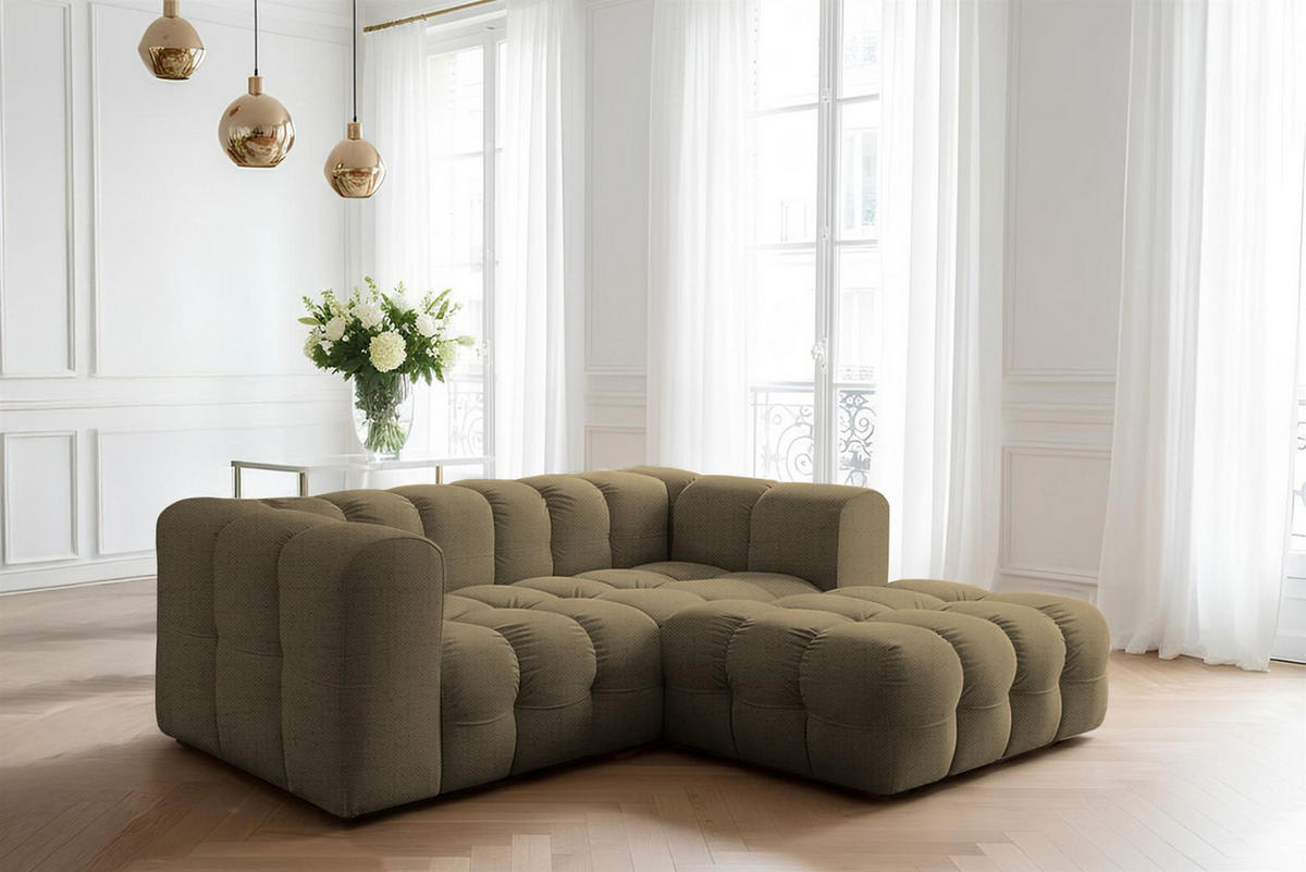ECKSOFA Solvie Xs In Moly - Grün, Holzwerkstoff/Textil (239/193cm) - Fun Möbel