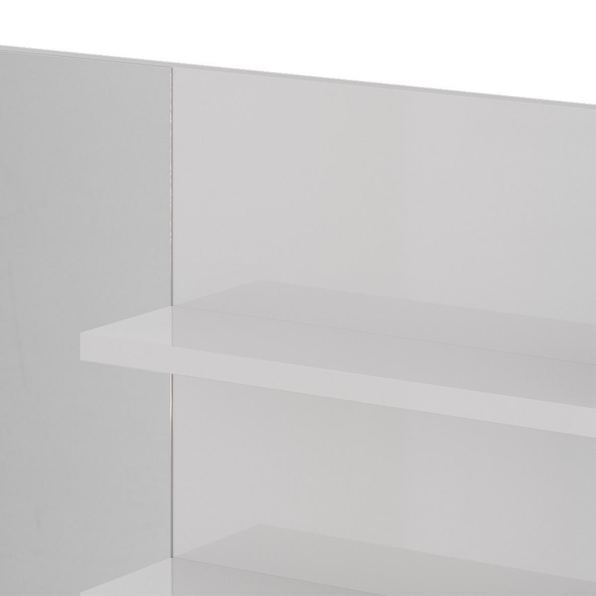 SPIEGELREGAL Weiß Hochglanz 89.8 x 65 cm mit offenen Fächern - Weiß Hochglanz, Holzwerkstoff (89.8/65/11cm) - Vicco