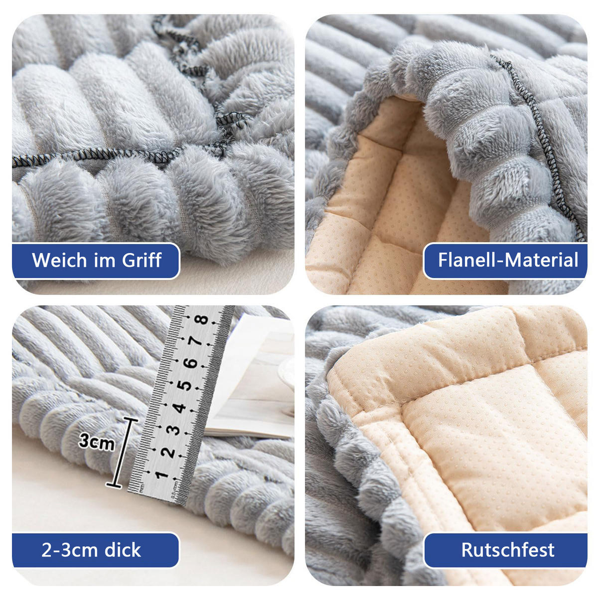 SOFADECKE Dicke Rutschfest 1 Stück - Hellgrau, Textil (70/180cm) - Kaket