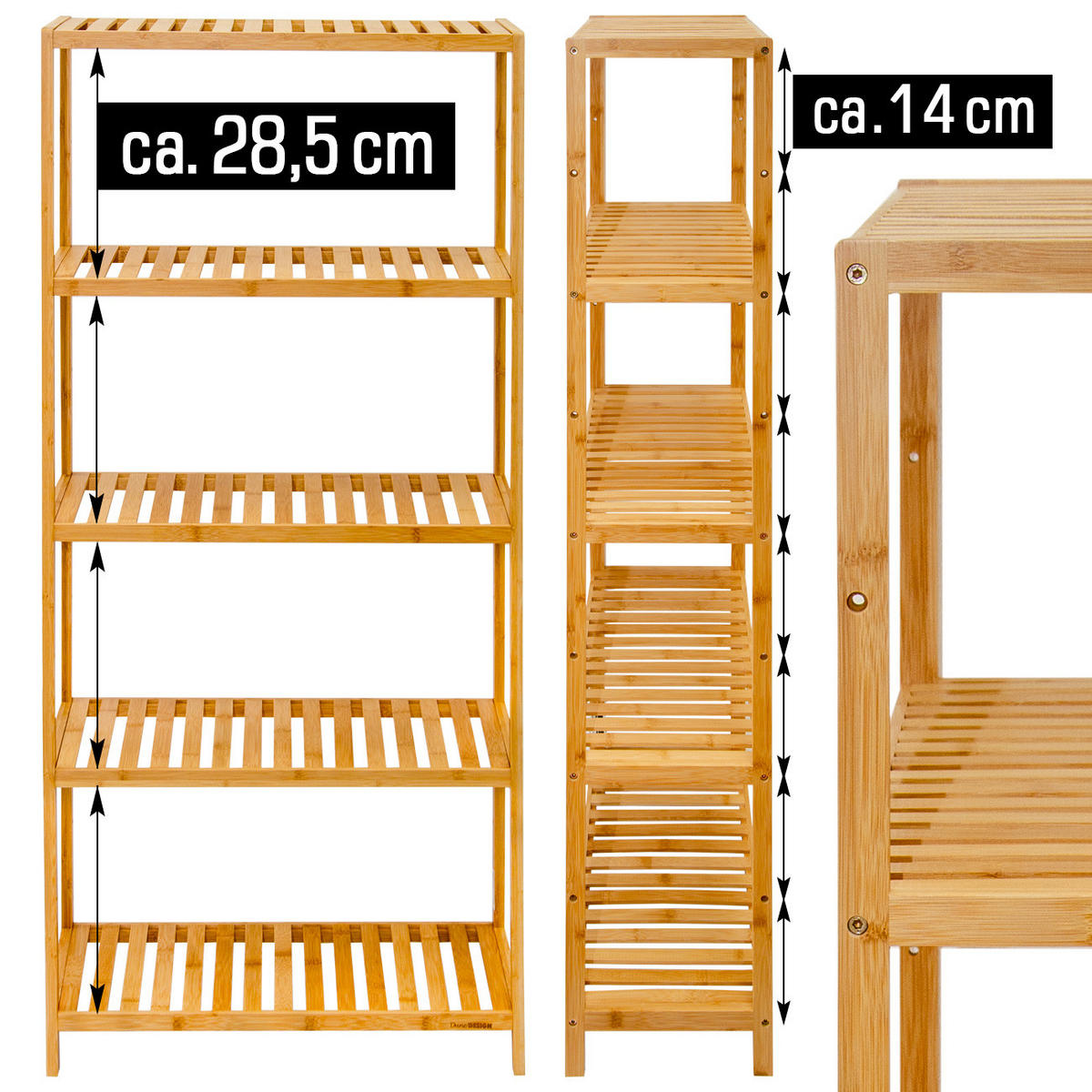 BAMBUS-REGAL 130x60x26 cm - Naturfarben, Holz (60/130/60cm) - Dunedesign