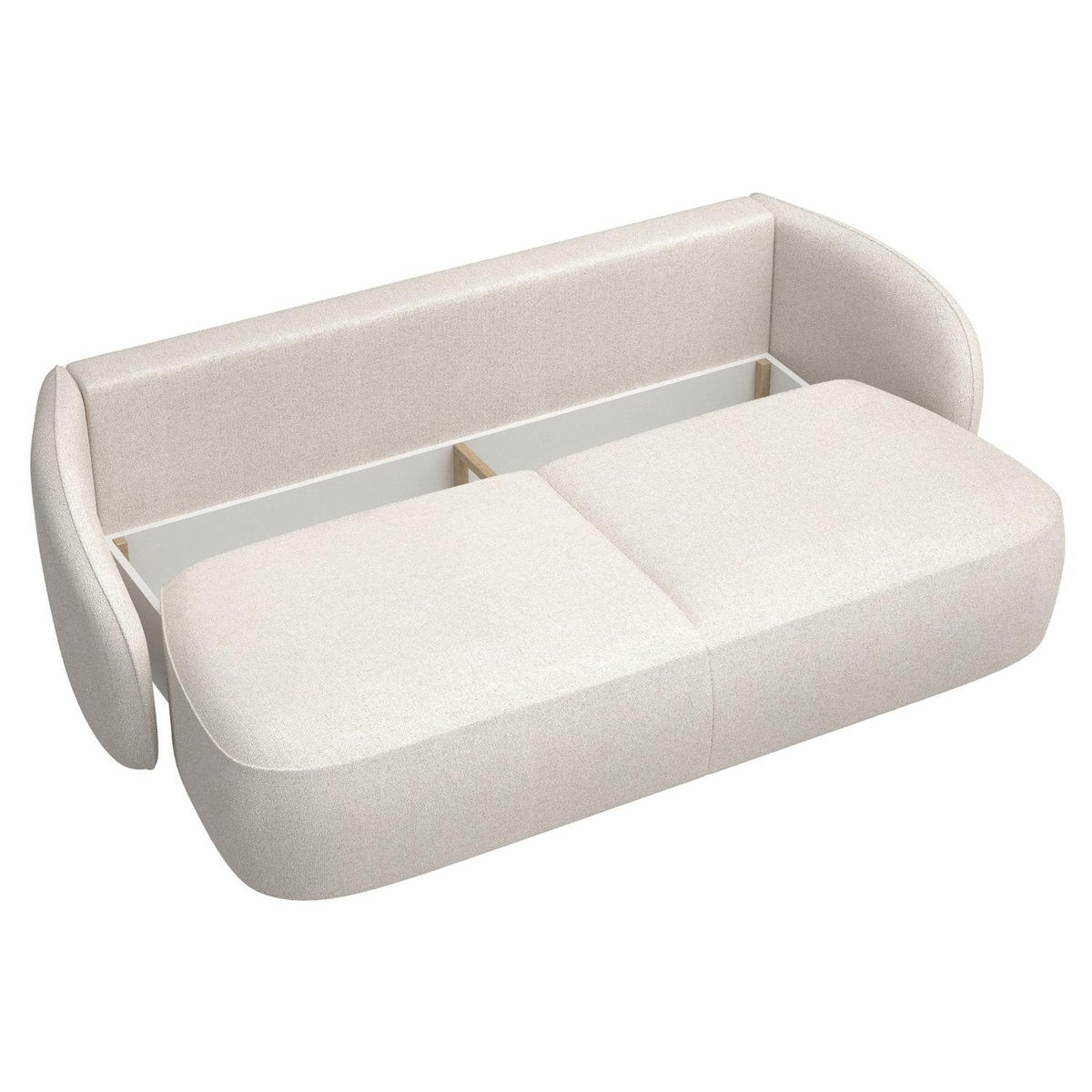 3-SITZER-SOFA Savoy Cremeweiß mit Schlaffunktion - Creme/Schwarz, Kunststoff/Textil (254/96/105cm) - Selsey