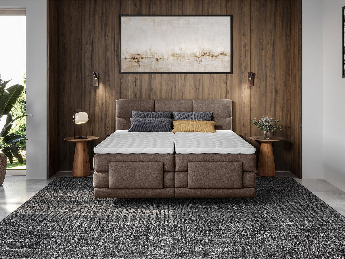 BOXSPRINGBETT - 2 Personen - stoff - braun Lodi - Braun, Textil (90/200cm) - Vente-Unique