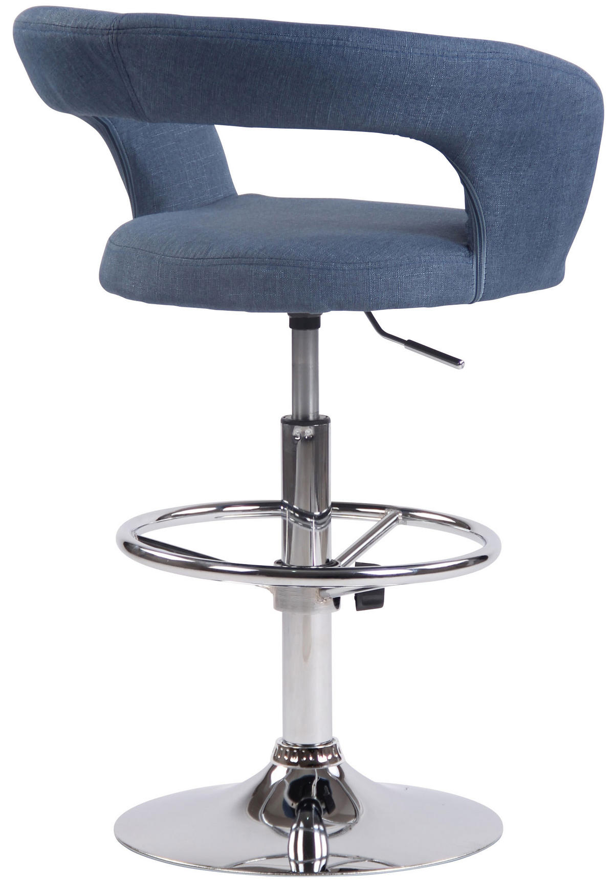 BARHOCKER Stoff blau - Chromfarben/Blau, Textil/Metall (58/82/47cm) - CLP