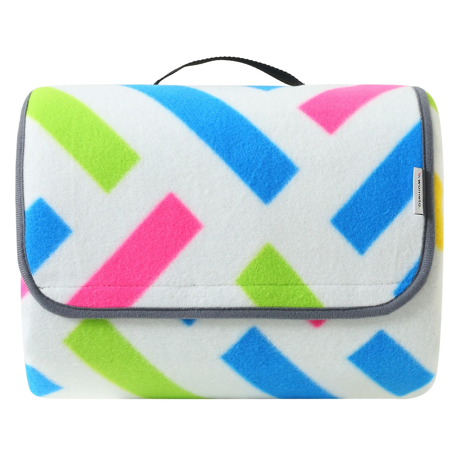 PICKNICKDECKE XXL 200x200 ecoline 100% recyceltes Fleece Grafik blau - Blau/Pink, Textil (200/200cm) - wometo