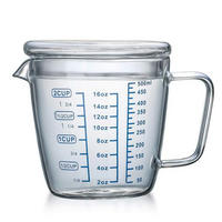 MESSBECHER Glas 500 ml mit Deckel - Transparent, Glas (0.5L)