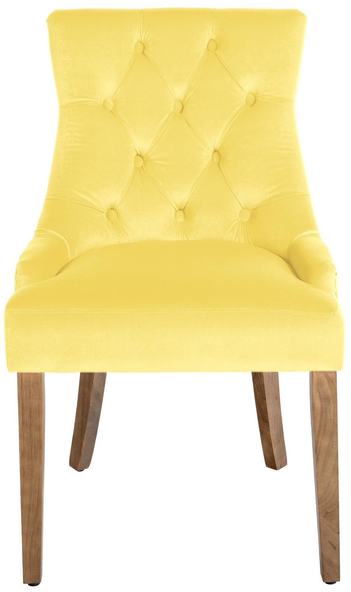 STUHL Samt gelb - Gelb/Naturfarben, Holz/Textil (55/92/58cm) - CLP