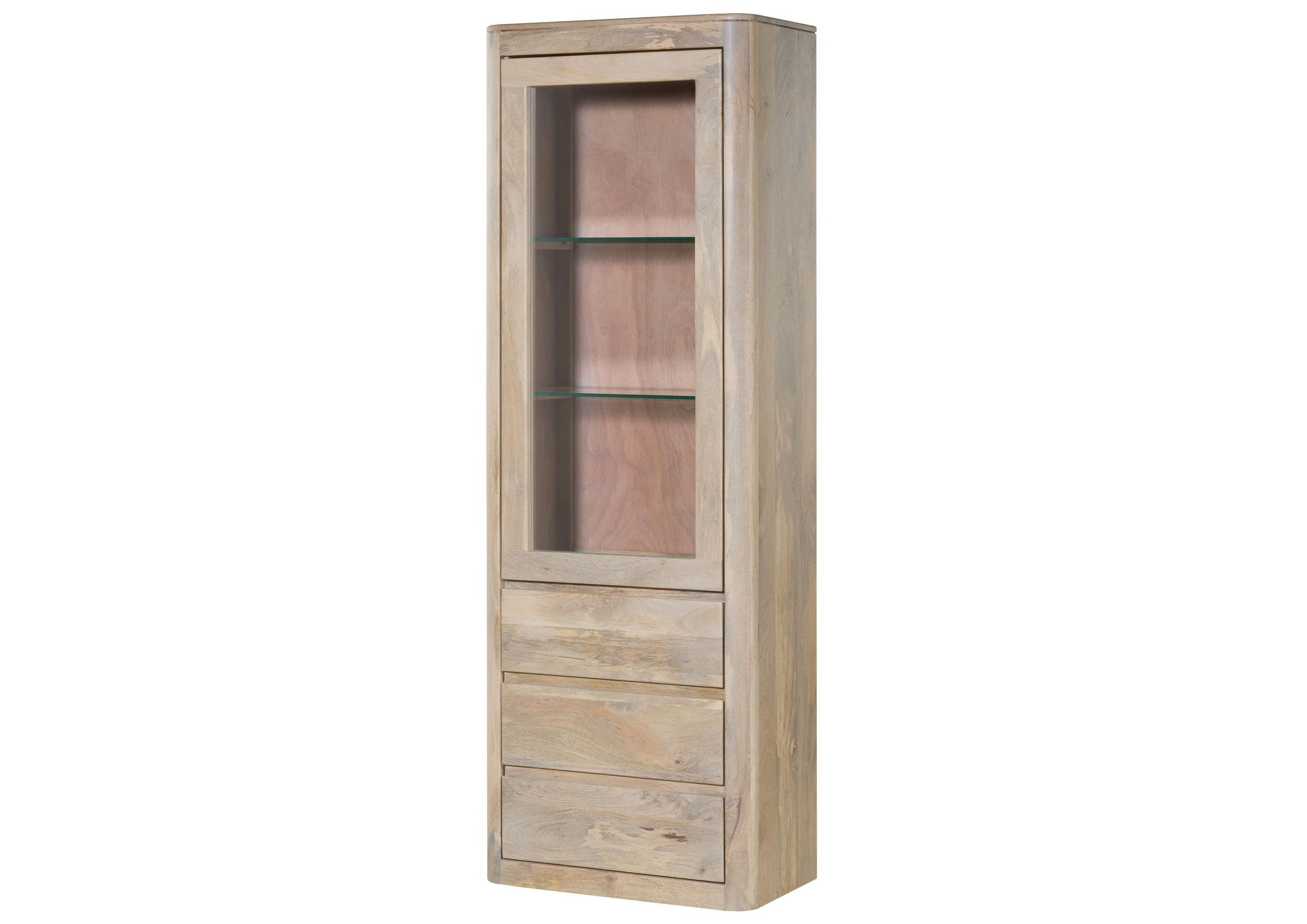 VITRINE Mango 70x40x202 weiß lackiert TORONTO #310 - Weiß, Holz (70/202/40cm) - Massivmoebel24