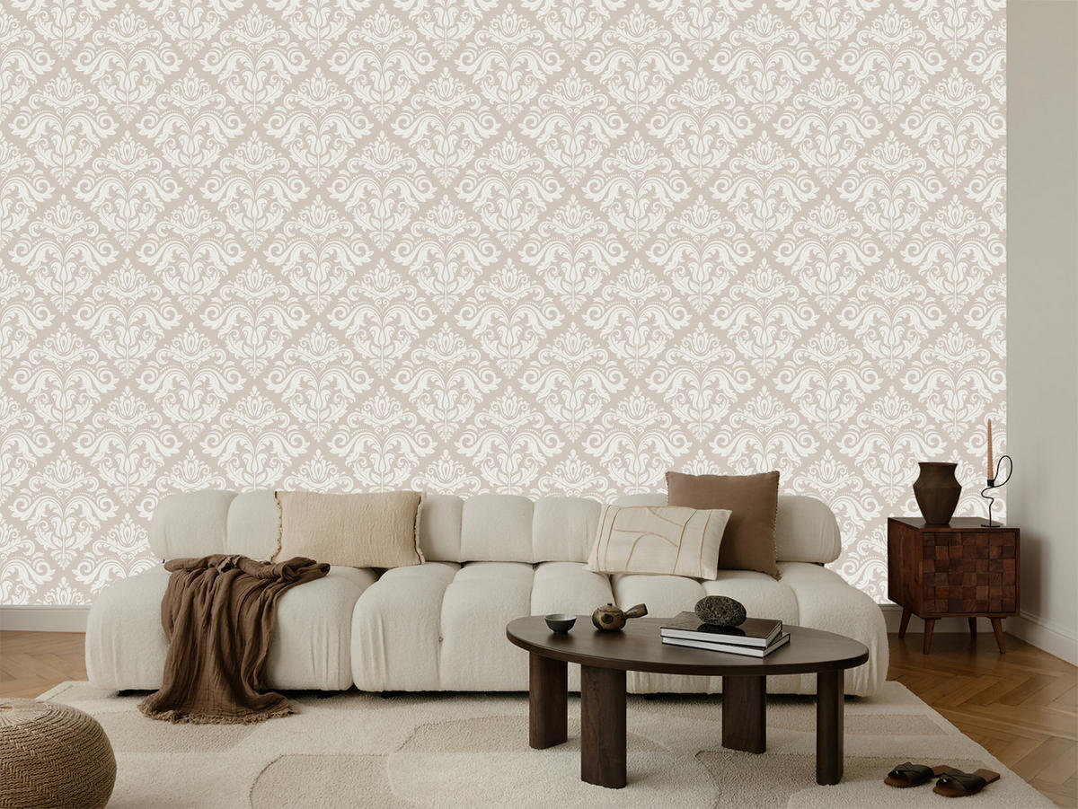 VLIESTAPETE Florale Ornamente – Beige, Creme – 50x1000 cm - Beige/Creme, Papier (50/1000cm) - Muralo
