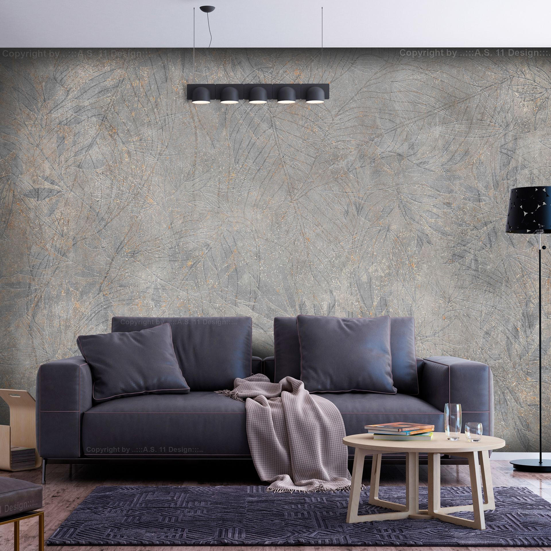 VLIESTAPETE Grau 450/315 cm - Lila/Grau, Textil (450/1cm) - KUNSTLOFT
