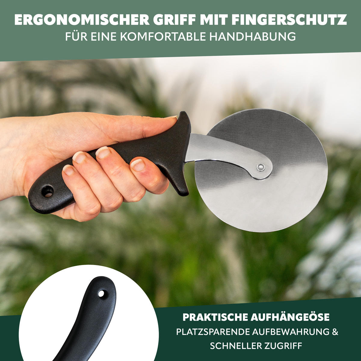 PIZZASCHNEIDER, schwarz, Edelstahl, Kunststoff - Schwarz, Metall (10/2/22.5cm) - bremermann