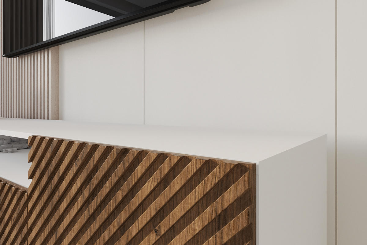 LOWBOARD ZENO-S 200x53x41 cm - Weiß / Katania - Eiche Wotan/Schwarz, Holzwerkstoff (200/53/41cm) - ALTDECOR