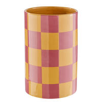 VASE Checker Ø20cm - Gelb/Rot, Stein (22cm) - Butlers