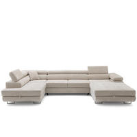 ECKSOFA U-Form WILD U Links mit Schlaffunktion 130x260 Chenille Beige - Beige/Silberfarben, Holz/Textil (350/90/203cm) - Muffo