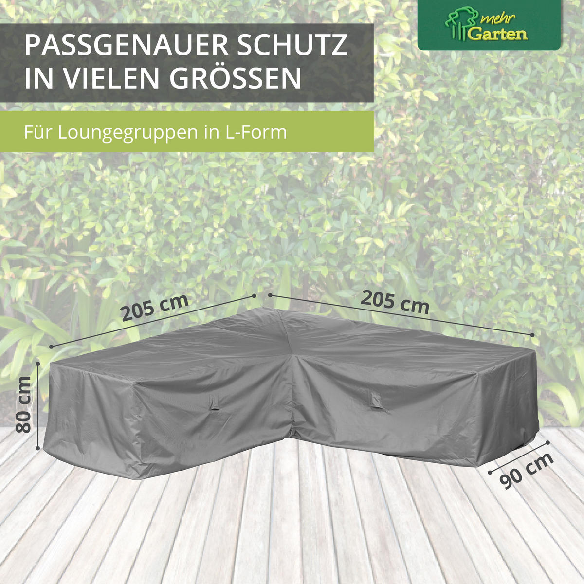 SCHUTZHÜLLE für Loungegruppe L-Form SHP-20089 - Grau, Kunststoff (205/80/205cm) - mehr Garten