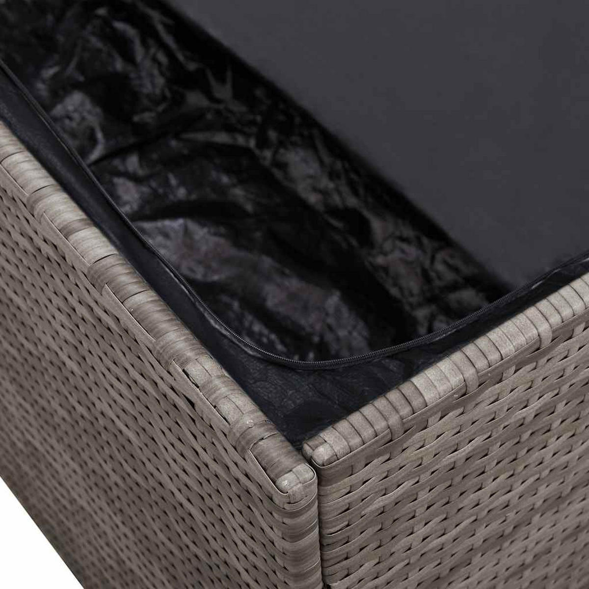 GARTEN-AUFBEWAHRUNGSBOX Grau 110/50/58 Cm Poly Rattan - Grau, Kunststoff (50/58/110cm) - vidaXL