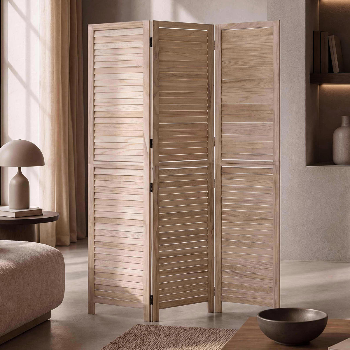 PARAVENT C30B Beige - Beige, Holz (120/180/6cm) - MCW