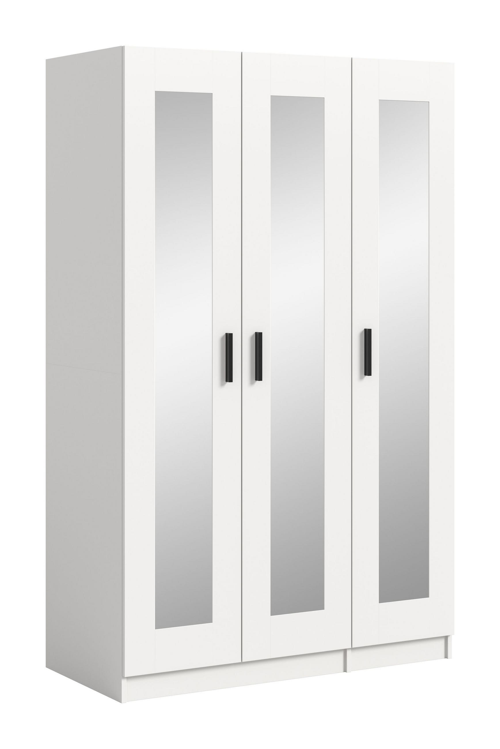 KLEIDERSCHRANK 3-türig VISBY (B/H/T: ca. 120/195/56 cm) in weiß/weiß - Weiß, Holzwerkstoff (120/195/56cm)