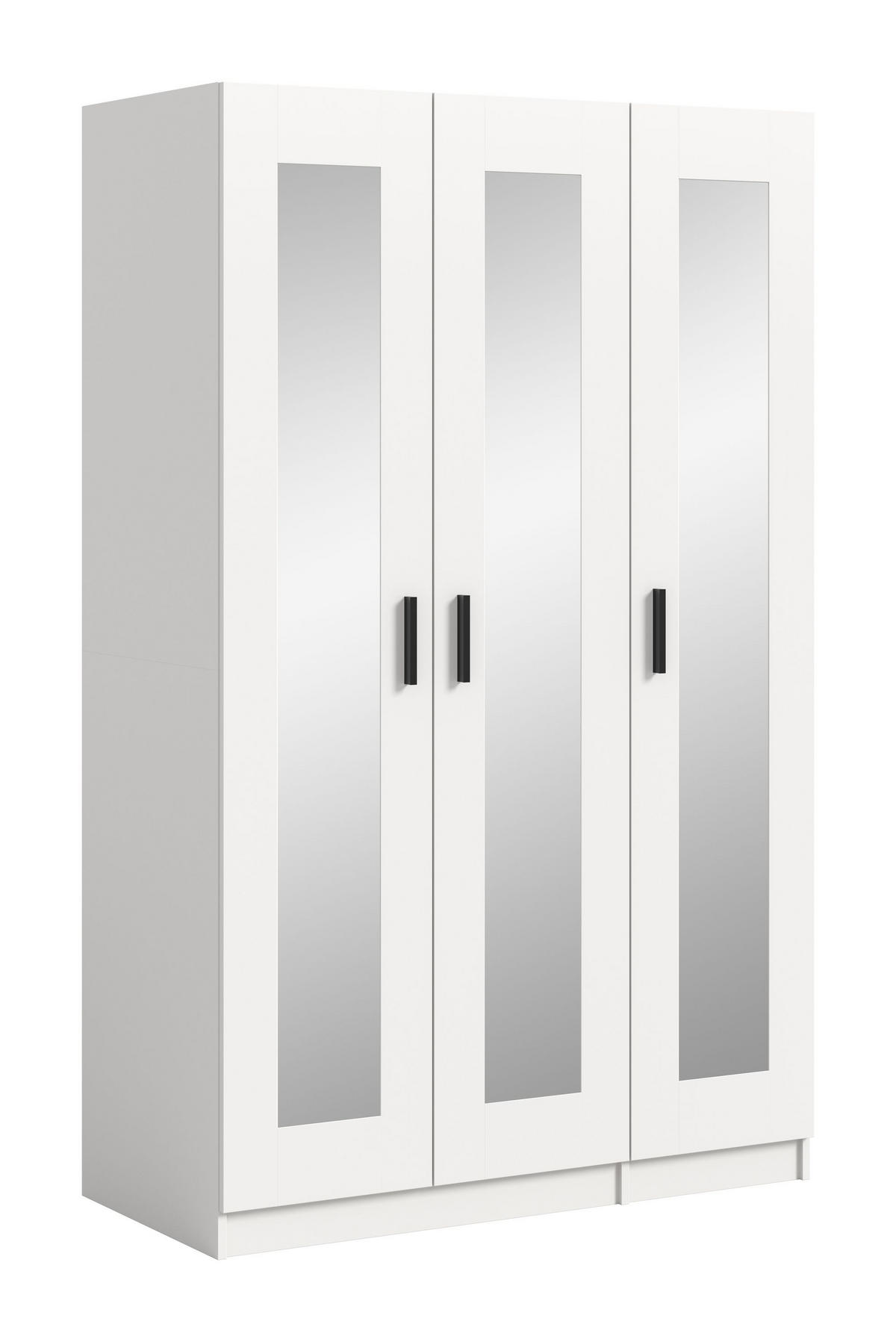 KLEIDERSCHRANK 3-türig VISBY (B/H/T: ca. 120/195/56 cm) in weiß/weiß - Weiß, Holzwerkstoff (120/195/56cm)