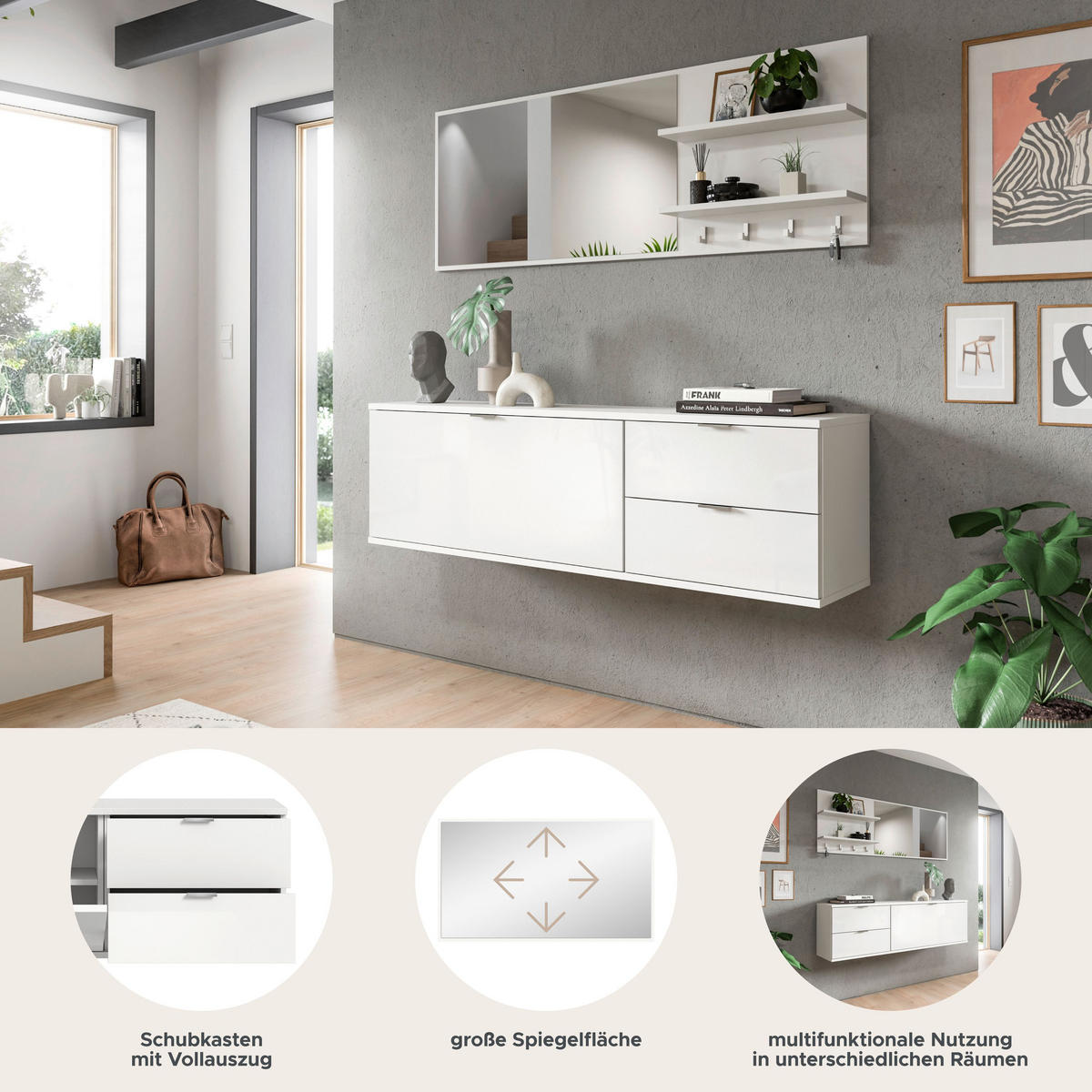 GARDEROBE Systemmöbel Projekt X 4tlg. Kombination , ca.144x191x37 cm - Weiß, Holzwerkstoff (144/191/37cm)