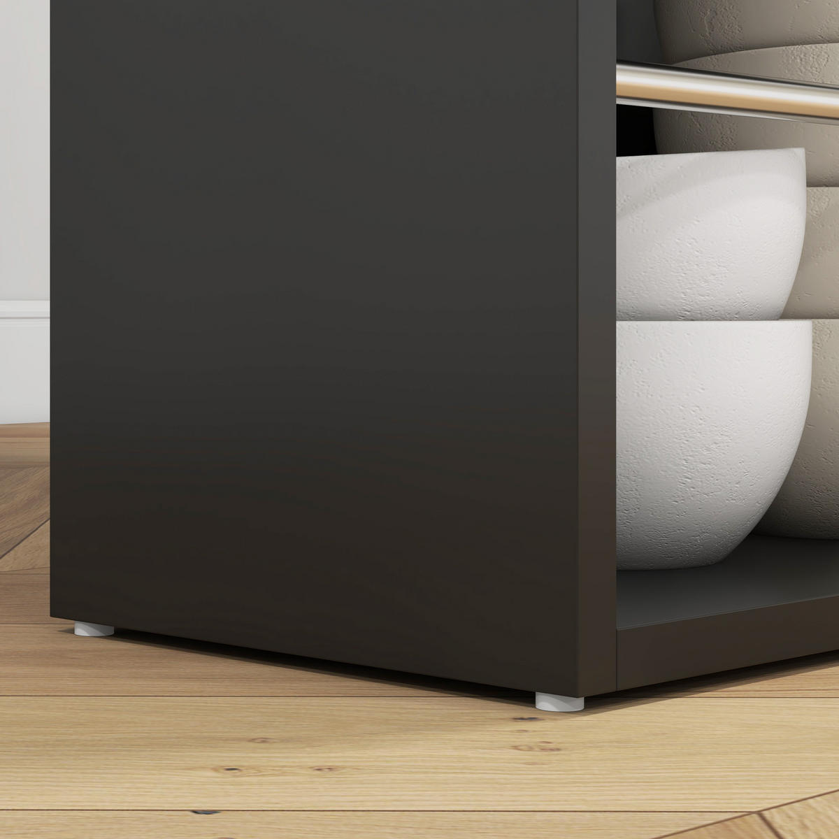 BARTISCH DE-14735 3 Ablagen mit Seitenschienen Schwarz - Schwarz, Holzwerkstoff (112/57/106cm) - ComfortXL