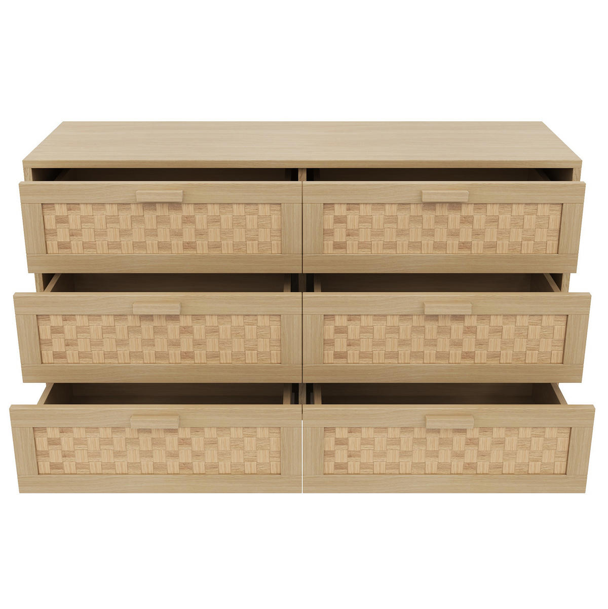 KOMMODE aus Spanplatte 120x75x40cm in Natur mit 6 Schubladen - Naturfarben, Holzwerkstoff (120/75/40cm) - Modfu