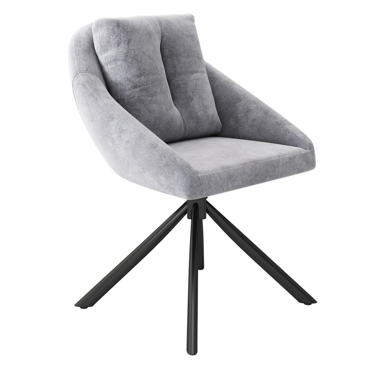 DREHSTUHL ergonomisch Samt Grau 2er-Set - Grau, Metall (54/79/65cm) - Meubliv