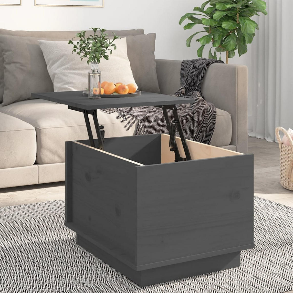 COUCHTISCH Grau 40x50x35 cm Massivholz Kiefer - Grau, Holz (40/50/35cm) - furnicato