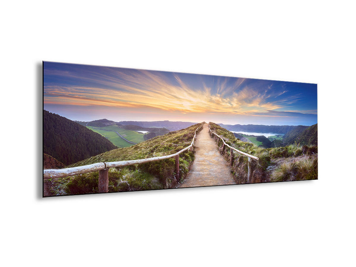 GLASBILD 80x30 cm Berglandschaft Berge - Gelb, Glas (80/30cm) - artissimo