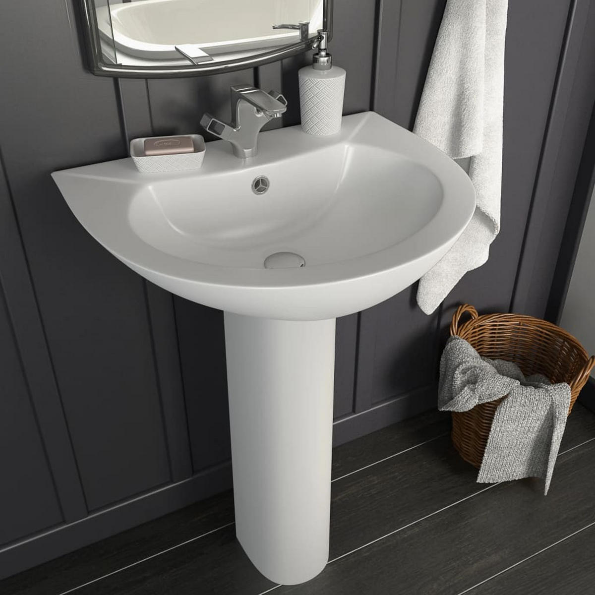WASCHBECKEN Freistehendes Mit Säule Keramik Weiss 520/440/190 Mm - Weiß, Keramik (44/19/52cm) - vidaXL