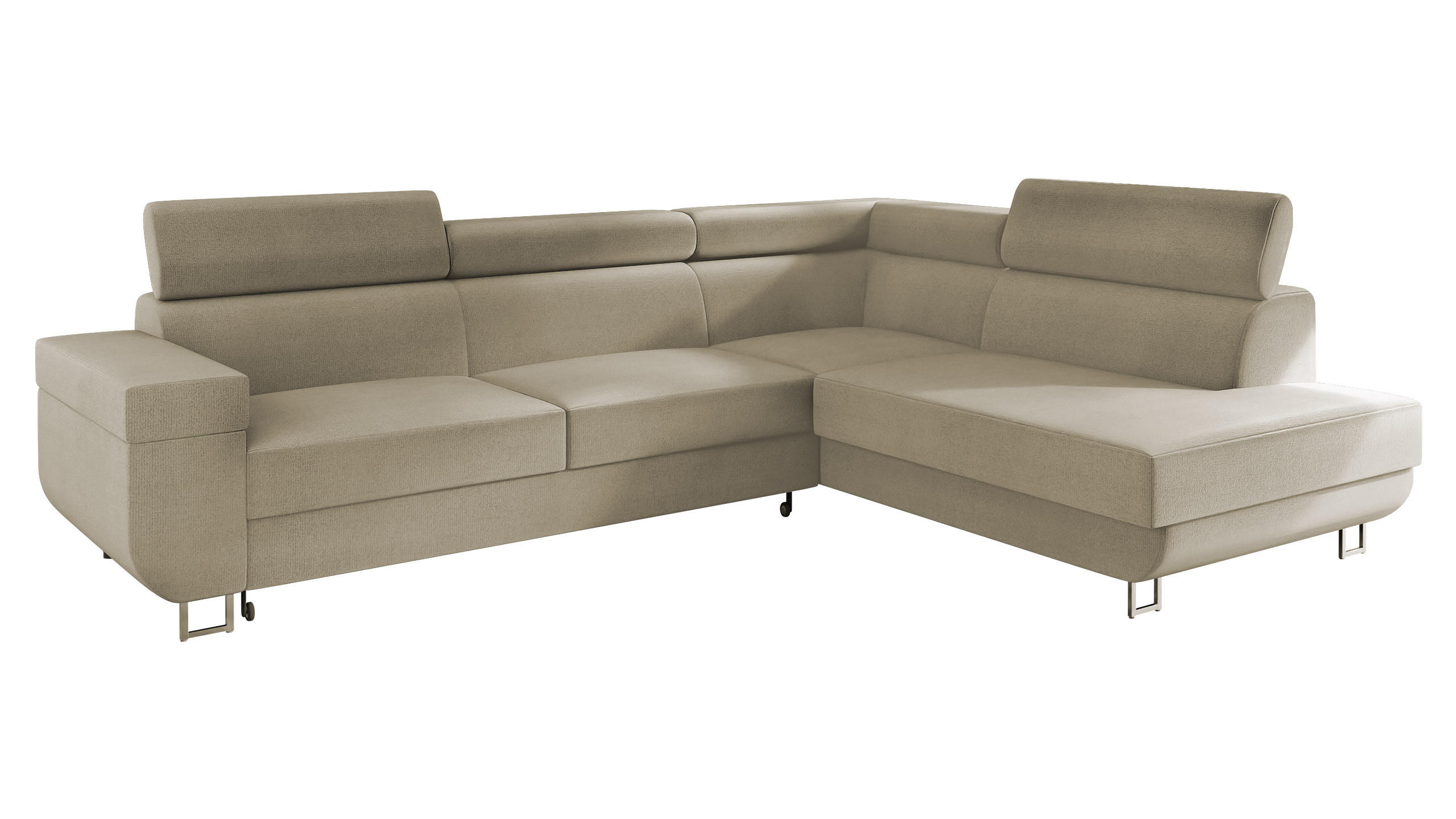 ECKSOFA Fonti, Seite: Rechts - Beige, Holz/Textil (253/188cm) - MIRJAN24