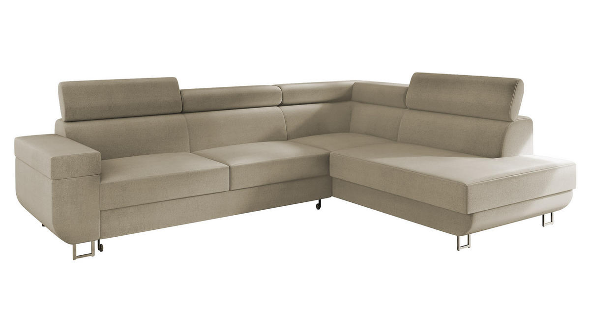 ECKSOFA Fonti, Seite: Rechts - Beige, Holz/Textil (253/188cm) - MIRJAN24