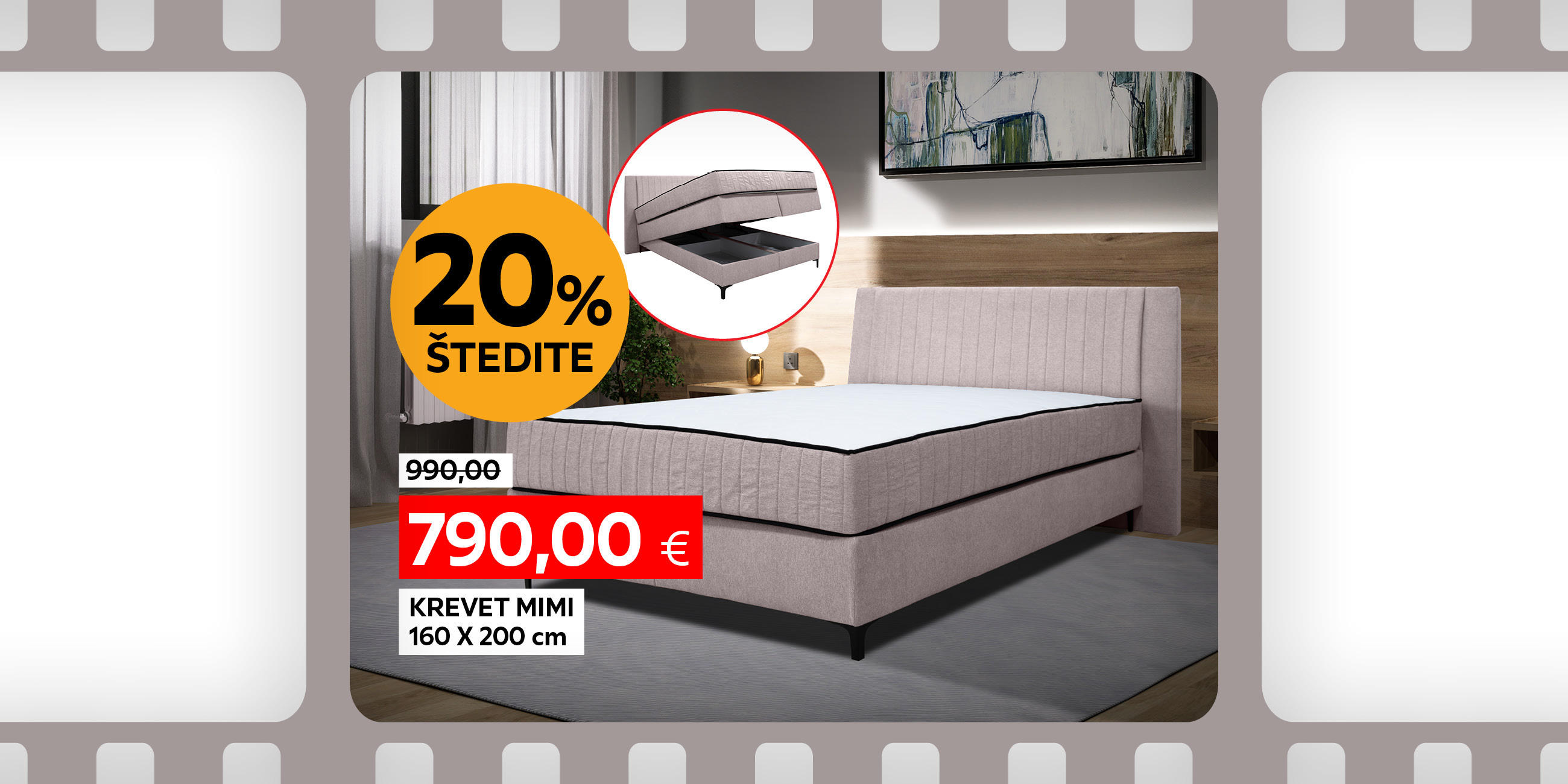 krevet Mimi 160 x 200 cm umjesto 990,00 € nova cijena 790,00 € štedite 20%