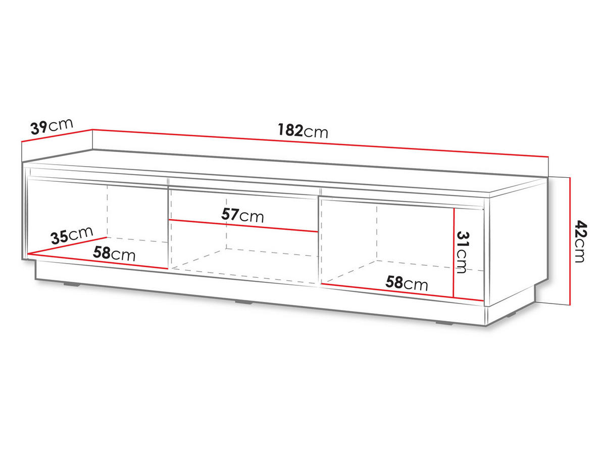 TV-ELEMENT Royal 180 - Goldfarben/Weiß, Holzwerkstoff/Metall (182/42/39cm) - MIRJAN24