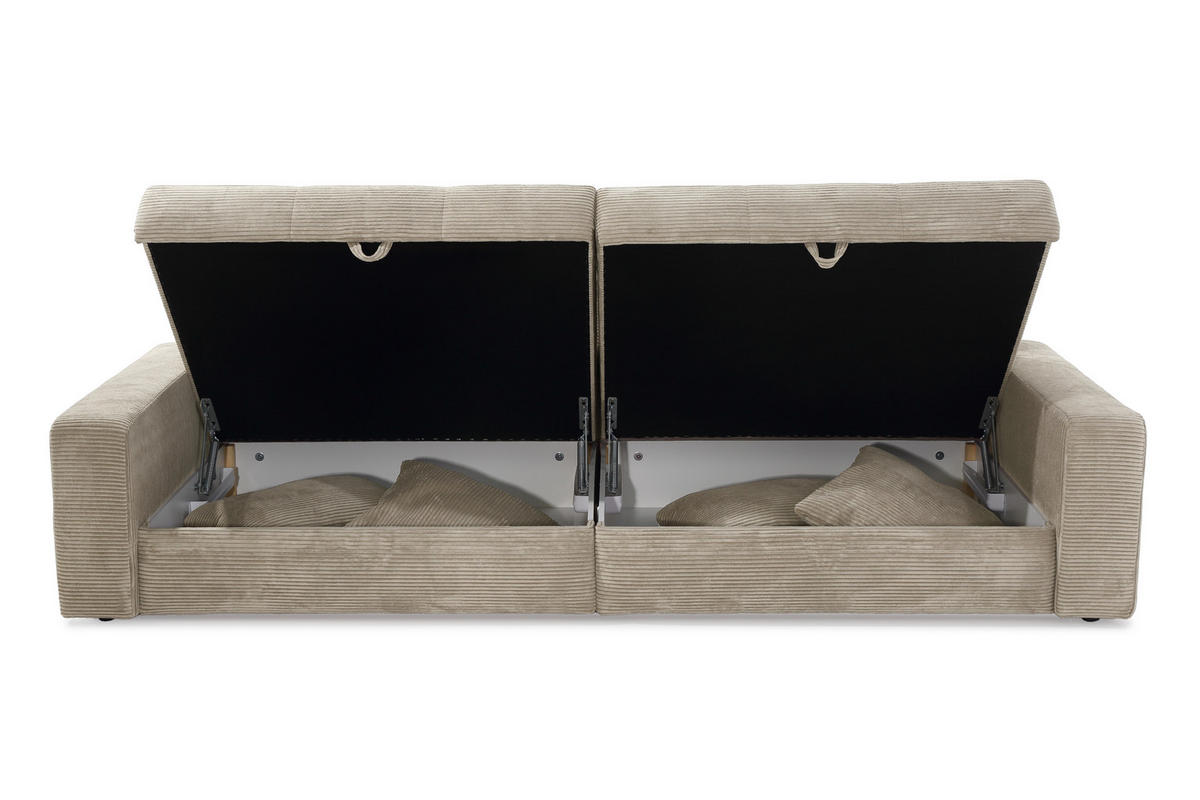 BIG-SOFA mit 2 Bettkästen, viel Stauraum, B274/T113/H84 cm, Liegefläche 103x241 cm, Cord Beige Grau / 15263 - Greige/Beige, Kunststoff/Textil (284/84/113cm) - luma-home