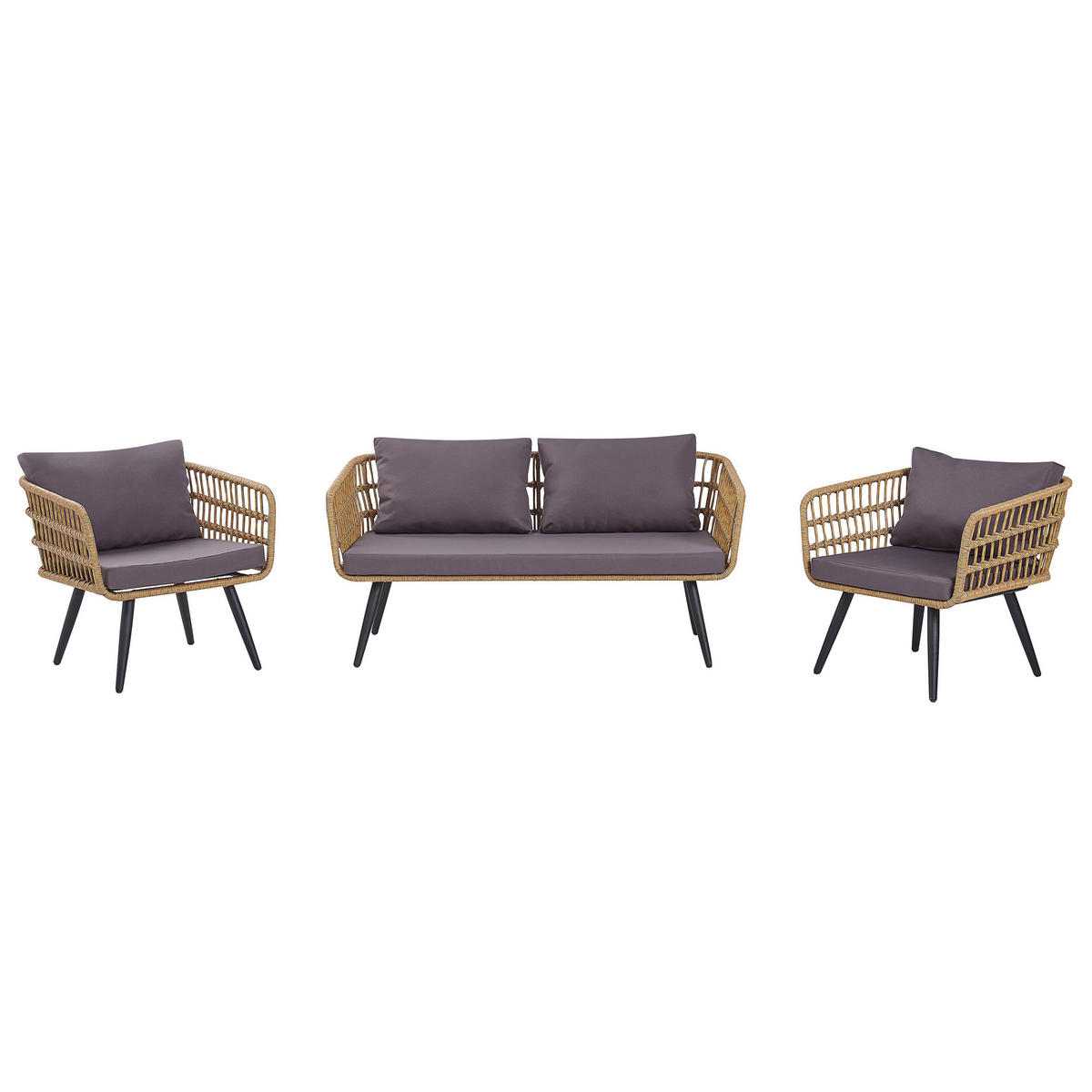 4-SITZER LOUNGE SET Rattan Beige Fobello - Beige, Kunststoff - Beliani