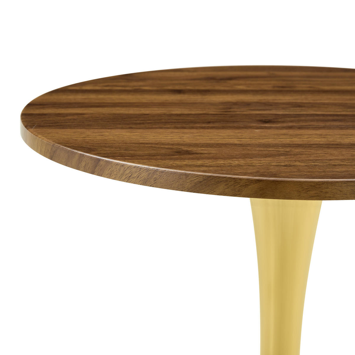 BEISTELLTISCH aus MDF und Metall 60x60x72 cm Walnuss/Gold rund mit Thermoform-Oberfläche und stabilem Säulenfuß - Goldfarben, Holzwerkstoff (60/60/72cm) - Modfu