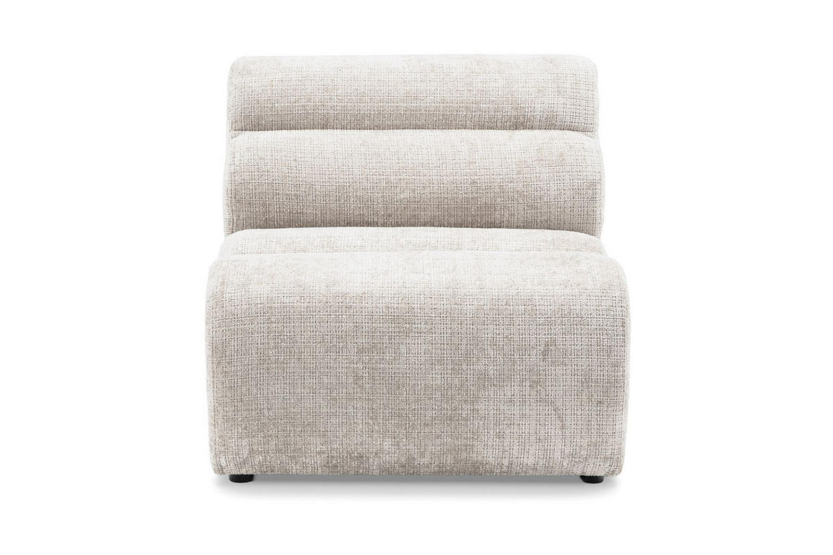 5-SITZER modulares Ecksofa VEER SET 2 Links, 379 x 175 cm, Chenille Webstoff Creme - Creme/Schwarz, Holz/Kunststoff (379/175cm) - Muffo